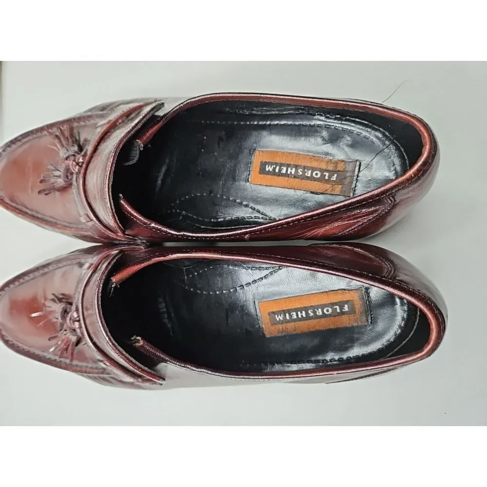 Florsheim IMPERIAL LEATHER BURGUNDY Kilt‎ Tassel Slip On Loafer Shoes 10 Classic